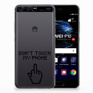 Huawei P10 Silicone-hoesje Finger Don't Touch My Phone