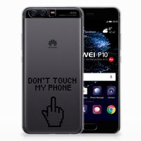 Huawei P10 Silicone-hoesje Finger Don't Touch My Phone - thumbnail