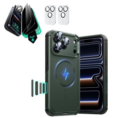 iPhone 17 Pro Max Bundle Cyber Tough Magnetic Case (Camera Control) and Armorite Privacy Screen Protector - Olive Green