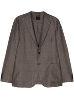 Zegna blazer en lin mélangé à simple boutonnage - Marron