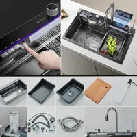 Moderne Roestvrijstalen Keukensink Enkelbak Met Waterval Kraan Moderne Roestvrijstalen Keukensink Enkelbak Met Waterval Kraan