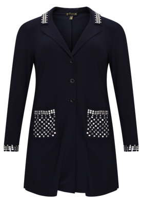 Yoek Blazer long stones | Blauw | Maat Plus