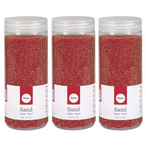 3x Fijn decoratie zand rood 475 ml