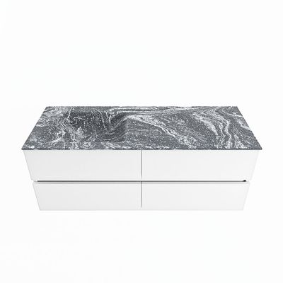 MONDIAZ VICA-DLUX 130cm badmeubel onderkast Talc 4 lades. Inbouw wastafel CLOUD links 1 kraangat, kleur Lava.