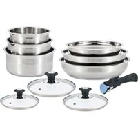 Kookgereiset - inductie - ARTHUR MARTIN - AM0006 - roestvrij staal 18/10 - 10-delig - afneembare handgreep