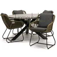 Tuinstoel Portofino olijf groen (4) met meran tafel 135 cm rond