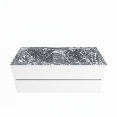 MONDIAZ VICA-DLUX 120cm badmeubel onderkast Talc 2 lades. Inbouw wastafel CLOUD dubbel zonder kraangat, kleur Lava.