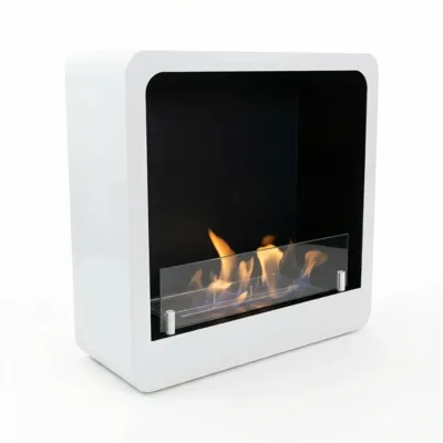 Vierkante bio-ethanol haard met ronde kanten | ScandiFlames | Hangende bio-ethanol haard | Wit