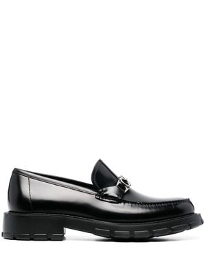 Ferragamo mocassins en cuir à plaque logo - Noir