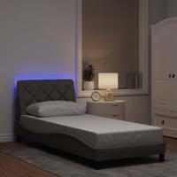 Bedframe met LED zonder matras 90x200 cm stof taupe