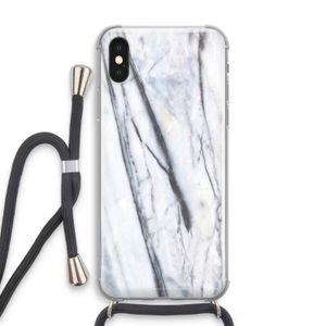 Gestreepte marmer: iPhone XS Transparant Hoesje met koord