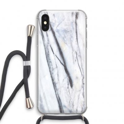 Gestreepte marmer: iPhone XS Transparant Hoesje met koord