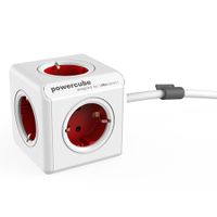 Allocacoc 1307/DEEXPC Stekkerdoos | PowerCube Extended | 5 sockets | Wit/Rood | 3 meter - thumbnail