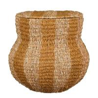 Mica Decorations Opbergmand met Deksel - H47 x Ø50 cm - Jute - Geel