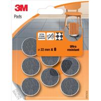3M viltglijders, Ultra Resistant, diameter van 22 mm, blister van 8 stuks