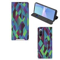 Sony Xperia 10 III Stand Case Abstract Green Blue Sony Xperia 10 III Stand Case Abstract Green Blue