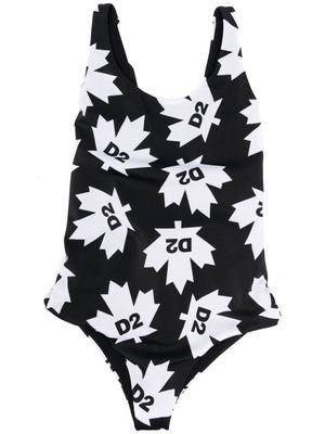 DSQUARED2 KIDS maillot de bain à imprimé feuille d'érable - Noir