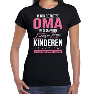 Trotse oma / kinderen cadeau t-shirt zwart voor dames