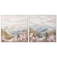 Canvas Home ESPRIT Wit Roze Berg 80 x 3,5 x 80 cm (2 Stuks)