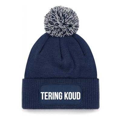 Tering koud muts - met pompon - unisex - one size - blauw - apres-ski muts