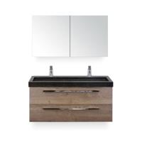 Seville Badmeubelset 120 cm - 2 laden Tabacco - Wastafel Lucca Enkel - met Spiegel - Variant 2