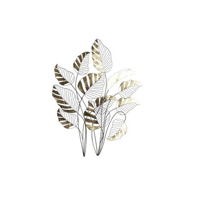 Wanddecoratie DKD Home Decor Zwart Gouden Blad van een plant 77 x 2,5 x 103 cm