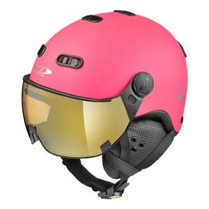 CP Carachillo roze fluo mat skihelm - meekleurend Vizier (4 Keuzes)