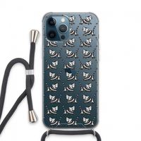 Zwarte poes: iPhone 13 Pro Max Transparant Hoesje met koord