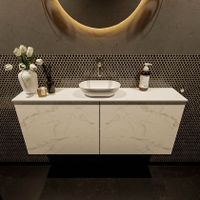 Mondiaz Fowy toiletmeubel 120cm Carrara met blad en waskom talc midden zonder kraangat