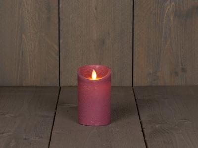 B.o.t. kaars wax rustiek bewegende vlam 7.5x12.5cm antiek roze 3xaaa/timer - Annas collection