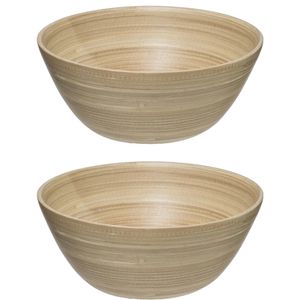 2x stuks Secret de Gourmet Slakom/serveer schaaltjes - bamboe - D25 cm