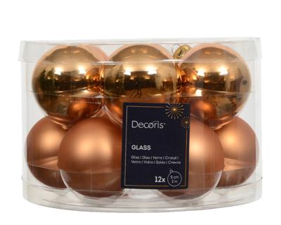 Kerstballen glas d5 cm brandy 12 st Decoris - Decoris