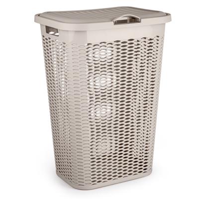 Wasmand Ventilation - met deksel - beige - kunststof - 51 liter - 43 x 35 x 61 cm