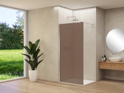Inloopdouche Van Rijn Products ST01 90x200 cm 8 mm Brons Rookglas Incl. Beslag met Muurprofiel en Stabilisatiestang Chroom
