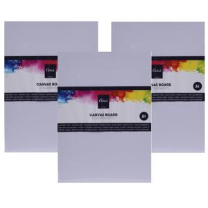 Canvas schilderdoek - 3x - A4 formaat - blanco hobby schilderpaneel