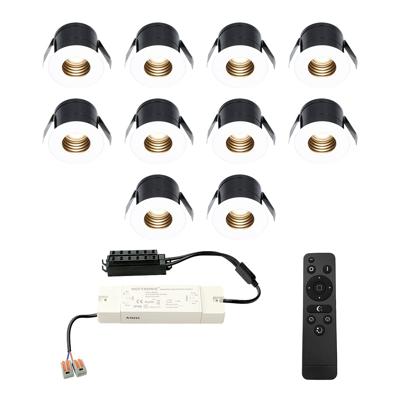 Set van 10 Betty LED Mini Inbouwspots met Trafo - 12 Volt 3 Watt 140 lumen - Dimbaar - Verzonken - Plat 37mm - 2700K - IP44 waterdicht - Wit - Veranda spotjes - overkapping spotjes