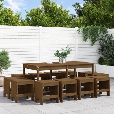 13-delige Tuinset massief grenenhout honingbruin