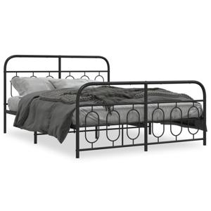 Bedframe met hoofd- en voeteneinde metaal zwart 140x200 cm