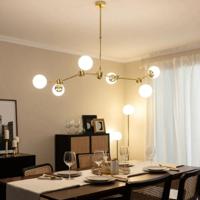 Hanglamp kroonluchter goud & opaalglas G9 fitting &apos;Fonti&apos;