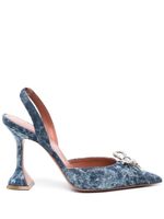 Amina Muaddi escarpins Rosie Sling 95 mm en jean - Bleu Amina Muaddi escarpins Rosie Sling 95 mm en jean - Bleu