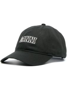 GANNI casquette en coton à logo brodé - Noir