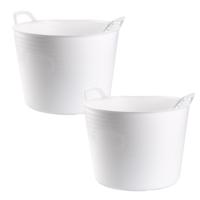 Flexibele kuip of emmer - 2x - wit - 42 liter - stevig kunststof - 45 x 38 cm Flexibele kuip of emmer - 2x - wit - 42 liter - stevig kunststof - 45 x 38 cm