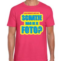 Foute party Schatje mag ik je foto verkleed t-shirt roze heren - Foute party hits outfit/ kleding - thumbnail