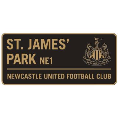 Newcastle United Straatbord - Zwart/ Goud (40cm x 18cm)