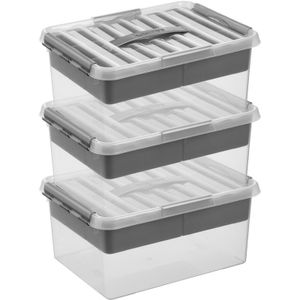 3x Opberg boxen/opbergdozen tray 15 liter40 x 30 x 18 cm