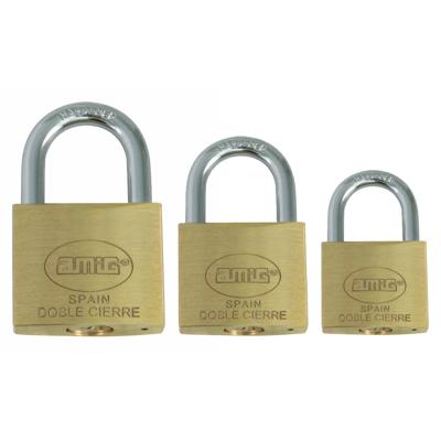 Hangsloten / koffersloten set - 3x stuks - maat 30/40/50 mm - messing - incl 2 sleutels per slot