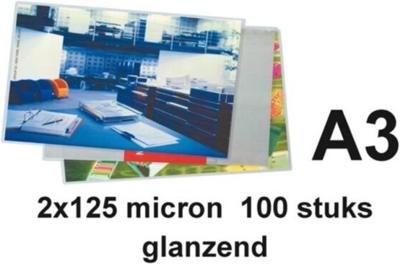 Quantore A3 lamineerhoezen glanzend 2x125 micron 100 stuks