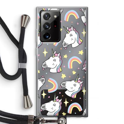 Rainbow Unicorn: Samsung Galaxy Note 20 Ultra / Note 20 Ultra 5G Transparant Hoesje met koord