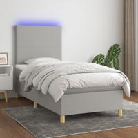 Boxspring met matras en LED stof lichtgrijs 80x200 cm