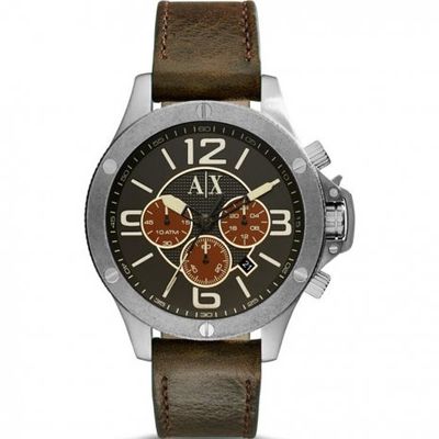 Horlogeband Armani Exchange AX1518 Leder Bruin 22mm